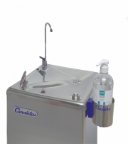 Soporte para gel desinfectante en su fuente de agua Canaletas